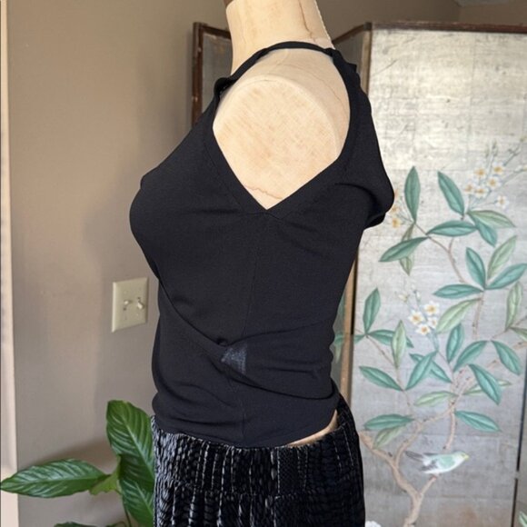 Sweet by Miss Me Black High Neck Racer Back Key Hole Crossover Tank Top Size S - Picture 3 of 15